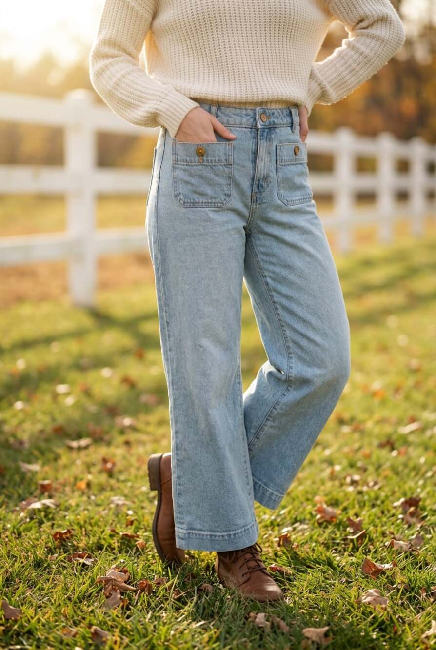 LOFT The Palmer Wide Leg Denim Jeans Light Wash Size 25